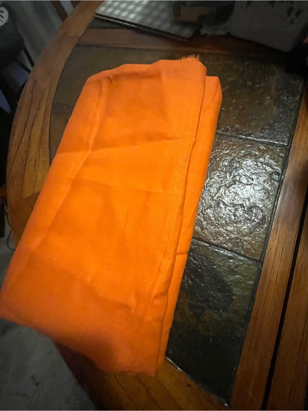 Bright Orange fabric- Vibrant Linen texture